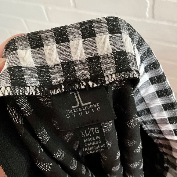 Jules&Leopold Midi Skirt Check Ginham Black White Stretch Academia Size XL - Picture 6 of 6